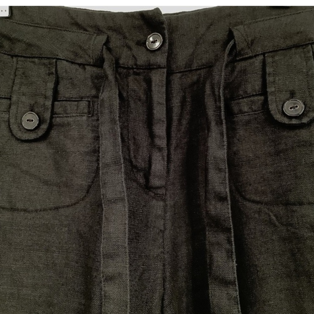 Linen Wide Leg Full Length Classic Relaxed Fit Belted Pant sz 10P - Picture 5 of 8